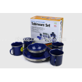 Emaille Camping Geschirr Set Becher / Schüssel / Platte